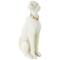 10" Cream Sitting Dog Sculpture with Gold Collar